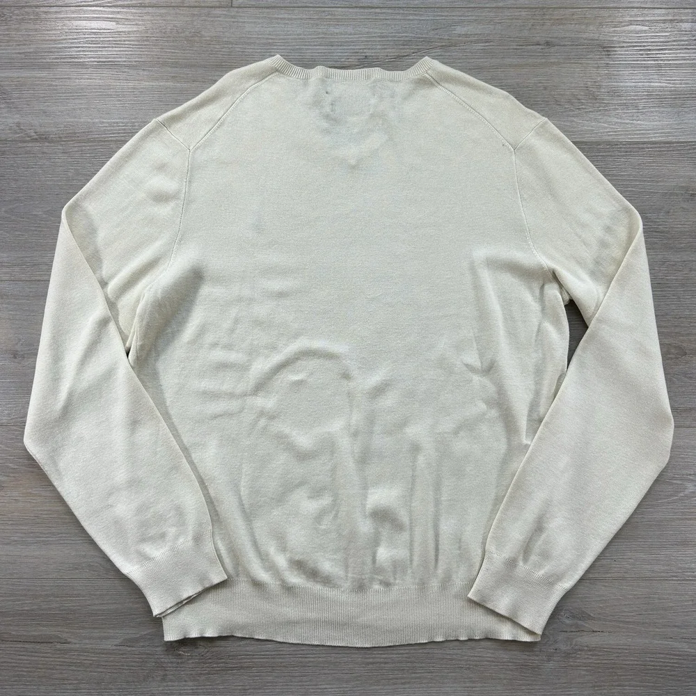 NWT Polo Ralph Lauren Sweater Mens XL Ivory Knit Pima Cotton V-Neck